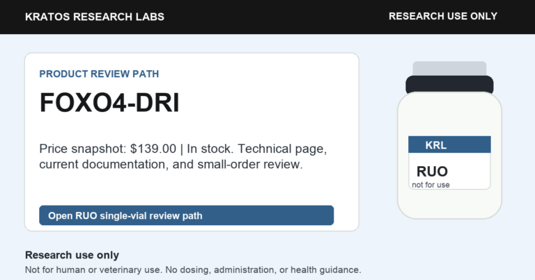FOXO4-DRI RUO review path social card. Research use only. Not for human or veterinary use.