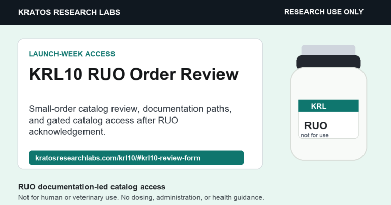 KRL10 RUO Order Review social card. Research use only. Not for human or veterinary use.