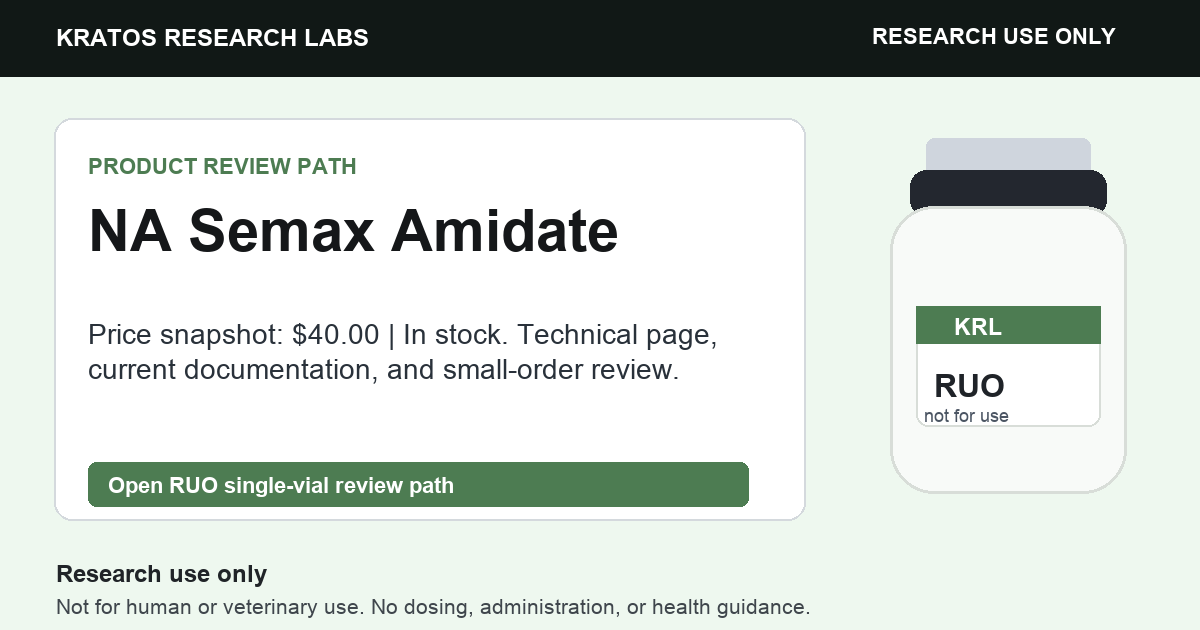 NA Semax Amidate RUO product review card. Research use only. Not for human or veterinary use.