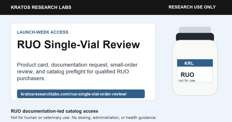 RUO Single-Vial Review social card. Research use only. Not for human or veterinary use.